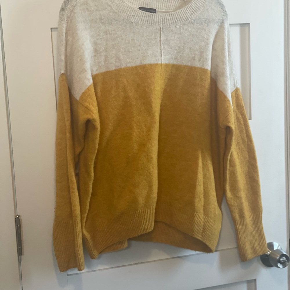 Vince Camuto Yellow and Cream Colorblock Sweater